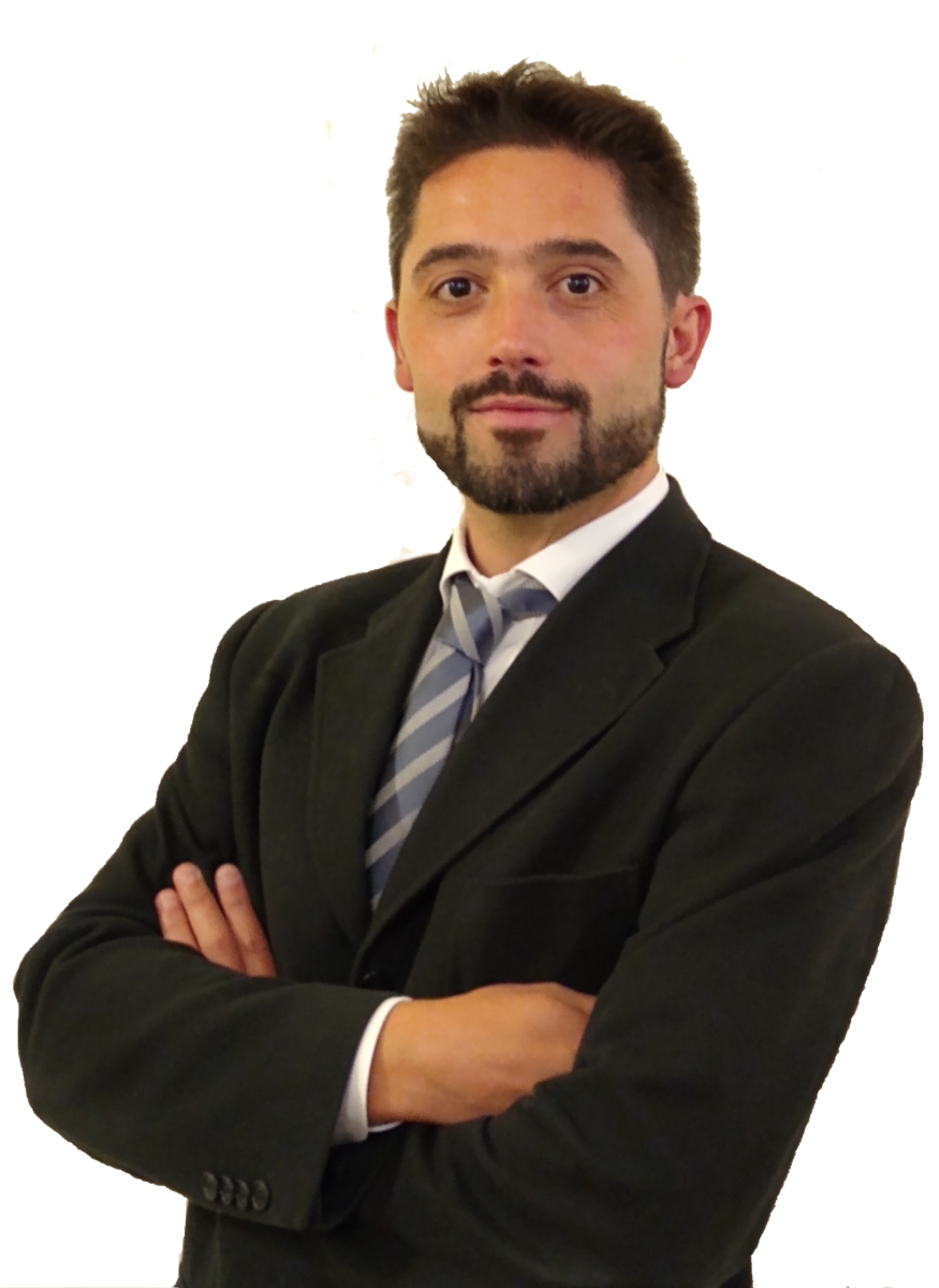 Male founder in suite in front of white background